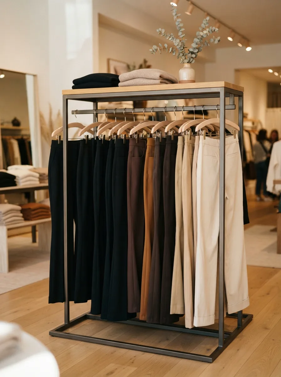 Elegant display of JM Collection pants in a stylish retail setting